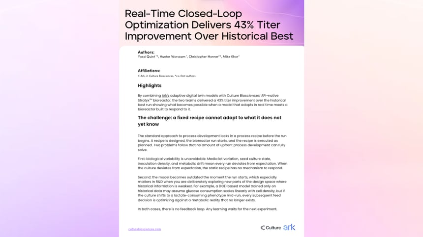 Real-Time Closed-Loop Optimization Delivers 43% Titer Improvement