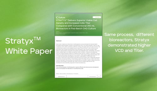 STRATYX™ Delivers Superior Viable Cell Density and Increased mAb Titer Compared with Conventional 250 mL Bioreactors in Fed-Batch CHO Culture.