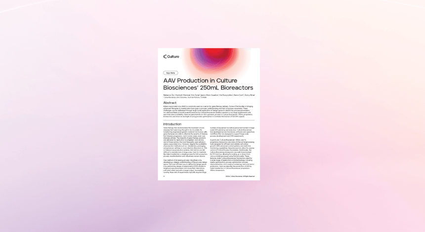 AAV Production in Culture Biosciences’ 250mL Bioreactors