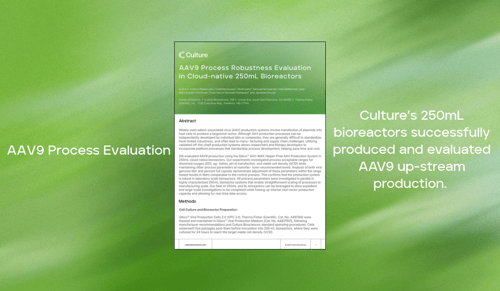 AAV9 Process Robustness Evaluation in Cloud-Native 250mL Bioreactors