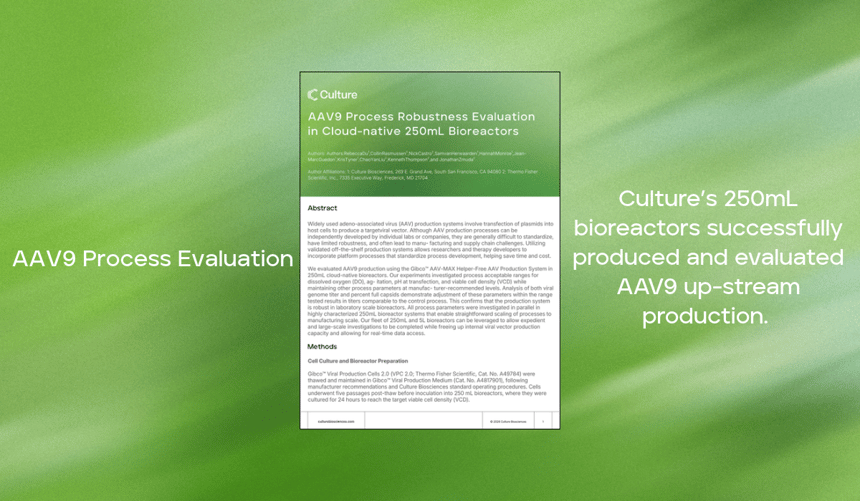 AAV9 Process Robustness Evaluation in Cloud-Native 250mL Bioreactors